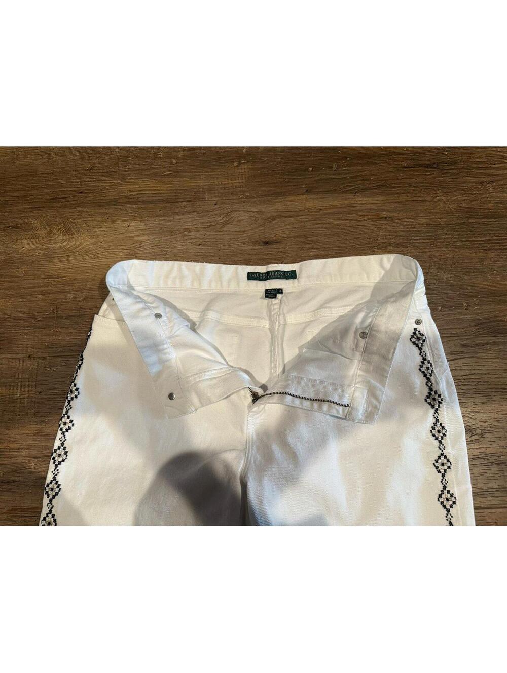Ralph Lauren White Beaded Wide Leg Pants Sz 14 EUC - Picture 5 of 5